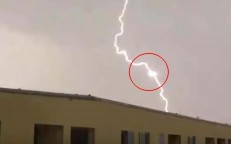 Photograph shows a triangular UFO in the Czech Republic supplying the lightning’s energy