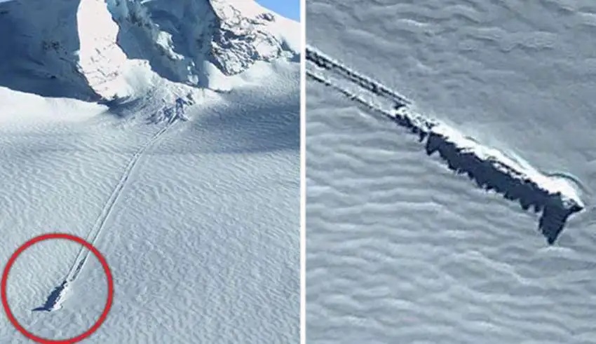 Images from Google Earth show a crashed UFO in Antarctica